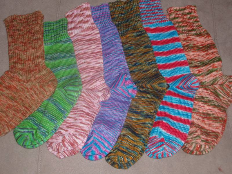 1 of a kind Hand Cranked socks by Kim.  Made to fit your feet!