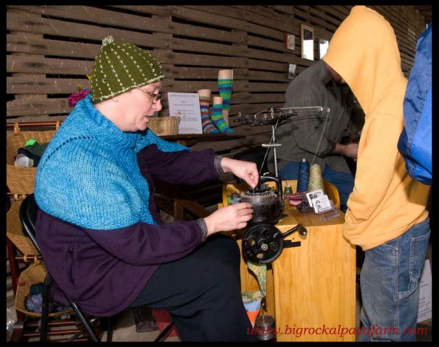 Kim "The Sock Lady"  at a demo for a local Alpaca Farm in Pennslvania.